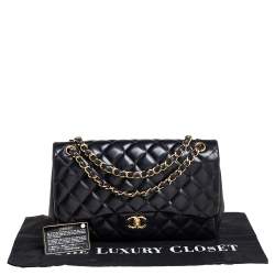 مملوكة مسبقًا Chanel Black Quilted Leather Jumbo Classic Double Flap Bag