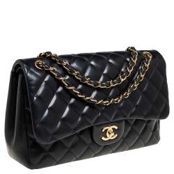 مملوكة مسبقًا Chanel Black Quilted Leather Jumbo Classic Double Flap Bag