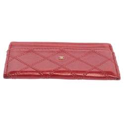 مملوكة مسبقًا Chanel Red Quilted Leather Classic Vintage Card Holder