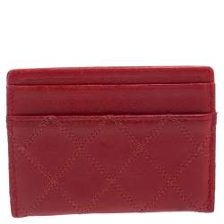 مملوكة مسبقًا Chanel Red Quilted Leather Classic Vintage Card Holder