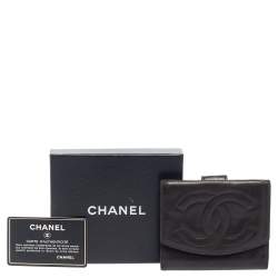 Pre Owned Chanel Dark Brown Leather Timeless CC French Wallet