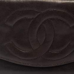 Pre Owned Chanel Dark Brown Leather Timeless CC French Wallet