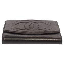 Pre Owned Chanel Dark Brown Leather Timeless CC French Wallet