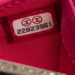 Pre Owned حامل بطاقات شانيل تايمليس جلد وردي بسحاب