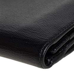 Chanel Black Grained Leather CC Button Continental Wallet