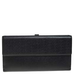 Chanel Black Grained Leather CC Button Continental Wallet