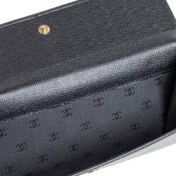 Chanel Black Grained Leather CC Button Continental Wallet