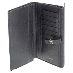 Chanel Black Grained Leather CC Button Continental Wallet