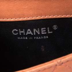 Pre Owned Chanel Peach/Black Quilted Leather Small Prestige Flap Bag