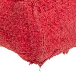 Pre Owned Chanel Red Diamond Stitch Tweed Maxi Nature Flap Bag                  