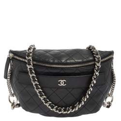 مملوكة مسبقًا Chanel Black Quilted Leather Halfmoon Bag
