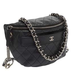 مملوكة مسبقًا Chanel Black Quilted Leather Halfmoon Bag