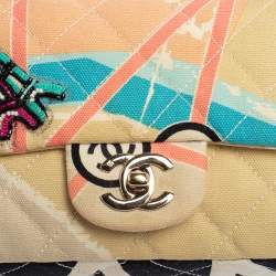 Pre Owned Chanel Multicolor Eiffel Tower Print Quilted Canvas Small Flap Bag