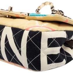 Pre Owned Chanel Multicolor Eiffel Tower Print Quilted Canvas Small Flap Bag