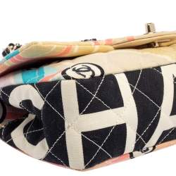 Pre Owned Chanel Multicolor Eiffel Tower Print Quilted Canvas Small Flap Bag