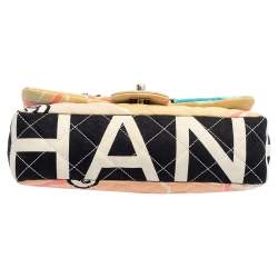 Pre Owned Chanel Multicolor Eiffel Tower Print Quilted Canvas Small Flap Bag