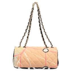 Pre Owned Chanel Multicolor Eiffel Tower Print Quilted Canvas Small Flap Bag