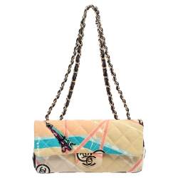 Chanel Multicolor Eiffel Tower Print Quilted Canvas Small Flap Bag