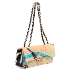 Pre Owned Chanel Multicolor Eiffel Tower Print Quilted Canvas Small Flap Bag