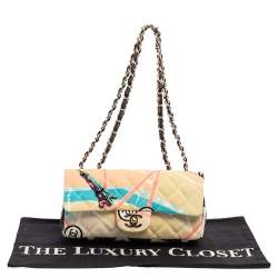 Pre Owned Chanel Multicolor Eiffel Tower Print Quilted Canvas Small Flap Bag