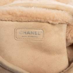 Pre Owned Chanel Pink Shearling Flap Bag