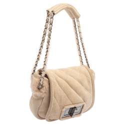 Pre Owned Chanel Pink Shearling Flap Bag