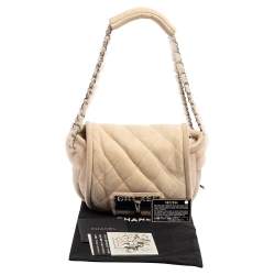 Pre Owned Chanel Pink Shearling Flap Bag