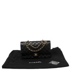 Pre Owned Chanel Black Quilted Caviar Leather Medium Classic Double Flap Bag