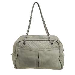 Pre Owned حقيبة ساتشل بوكيت سي سي جلد نوبوك أخضر فاتح مبطن