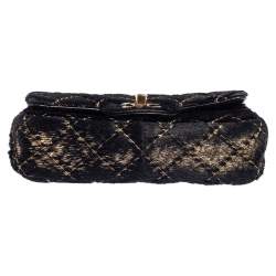 Pre Owned Chanel Black/Gold Quilted Calf Hair Extra Mini Classic Single Flap Bag