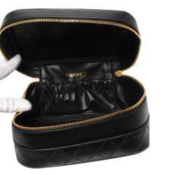Pre Owned Chanel Black Leather Vanity Bag