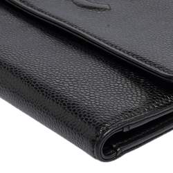 مملوكة مسبقًا Chanel Black Caviar Leather CC Timeless Wallet