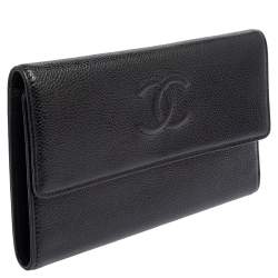 مملوكة مسبقًا Chanel Black Caviar Leather CC Timeless Wallet