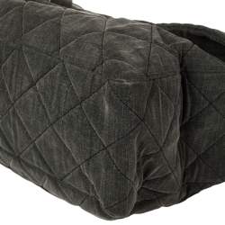 Pre Owned Chanel Grey Quilted Denim XXL Reissue 2.55 Flap Bag