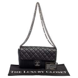 Pre Owned Chanel Black Quilted Leather Medium Single Flap Bag