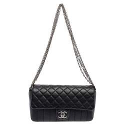 Pre Owned Chanel Black Quilted Leather Medium Single Flap Bag