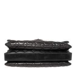 Pre Owned Chanel Black Quilted Lambskin Leather Maxi 3 Accordion Flap Bag