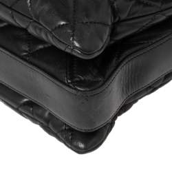 Pre Owned Chanel Black Quilted Lambskin Leather Maxi 3 Accordion Flap Bag