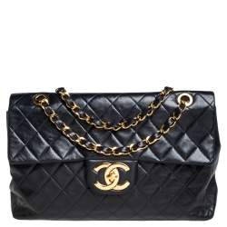Chanel Black Quilted Lambskin Jumbo Classic Double Flap Gold