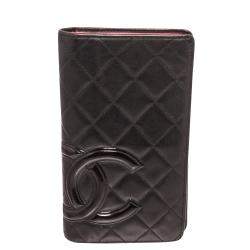 Pre Owned Chanel Black Leather Cambon Ligne Bifold Wallet
