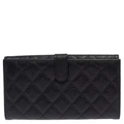 Pre Owned محفظة شانيل كونتيننتال مبطنة CC جلد كافيار سوداء