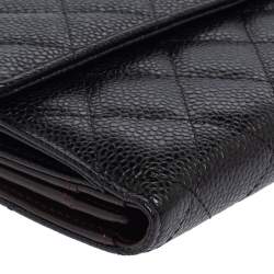 Pre Owned محفظة شانيل كونتيننتال مبطنة CC جلد كافيار سوداء