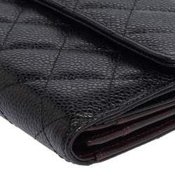 Pre Owned محفظة شانيل كونتيننتال مبطنة CC جلد كافيار سود�اء