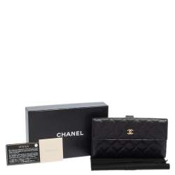 Pre Owned محفظة شانيل كونتيننتال مبطنة CC جلد كافيار سوداء