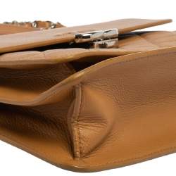 Pre Owned حقيبة شانيل CC بوكس جلد كافيار مبطن بيج داكن صغيرة بقلاب