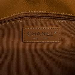 Pre Owned حقيبة شانيل CC بوكس جلد كافيار مبطن بيج داكن صغيرة بقلاب