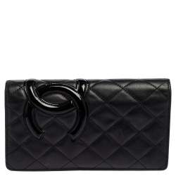 مملوكة مسبقًا Chanel Black Quilted Leather Cambon Ligne Yen Long Wallet