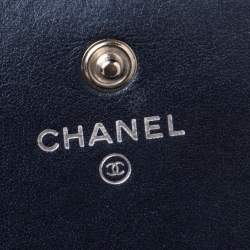 Chanel Navy Blue Quilted Caviar Leather CC Trifold Wallet