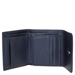 Chanel Navy Blue Quilted Caviar Leather CC Trifold Wallet
