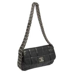 مملوكة مسبقًا Chanel Navy Blue Square Quilted Leather Multi Chain Flap Bag